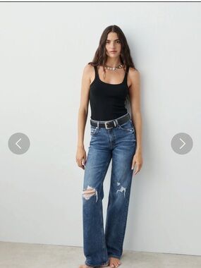 AYR Distressed Wide-Leg Jeans - Blue
